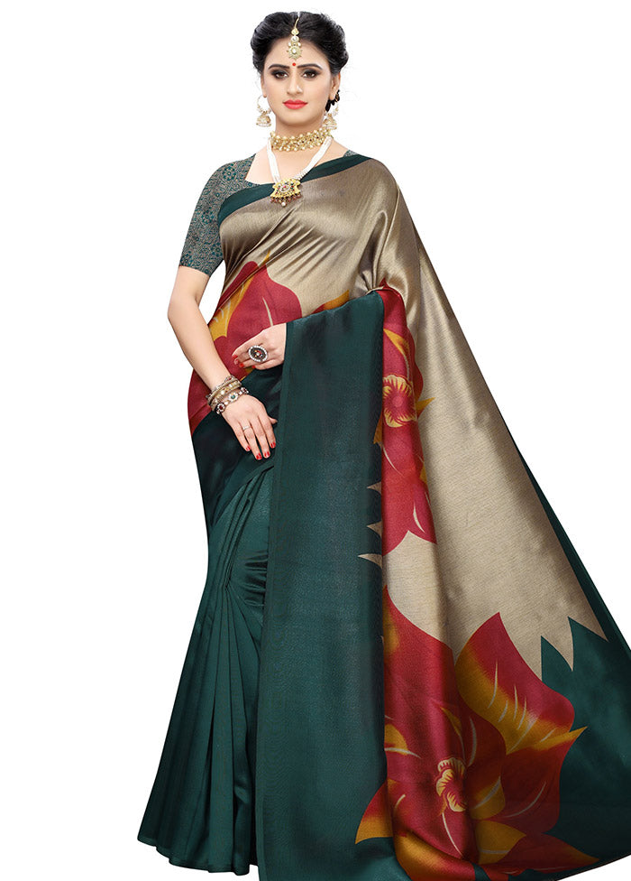 Teal Spun Silk Woven Saree With Blouse Piece - Indian Silk House Agencies