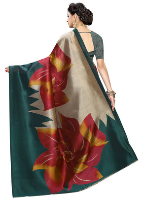 Teal Spun Silk Woven Saree With Blouse Piece - Indian Silk House Agencies