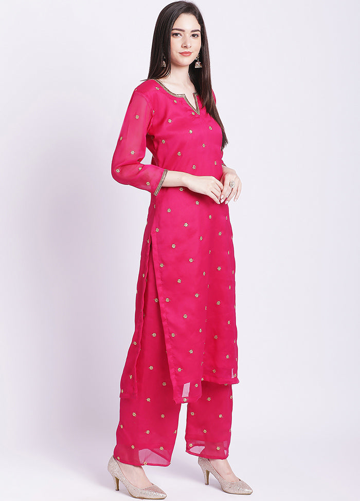 2 Pc Pink Readymade Georgette Kurti Set - Indian Silk House Agencies