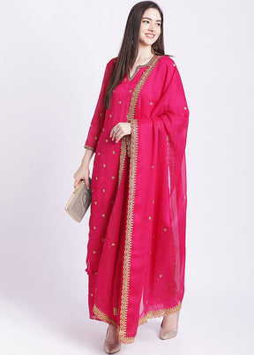 3 Pc Pink Readymade Georgette Suit Set - Indian Silk House Agencies