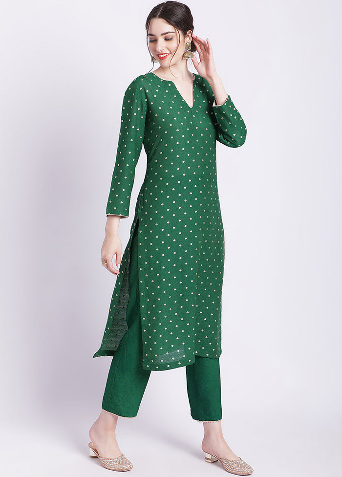 2 Pc Green Readymade Silk Kurti Set - Indian Silk House Agencies