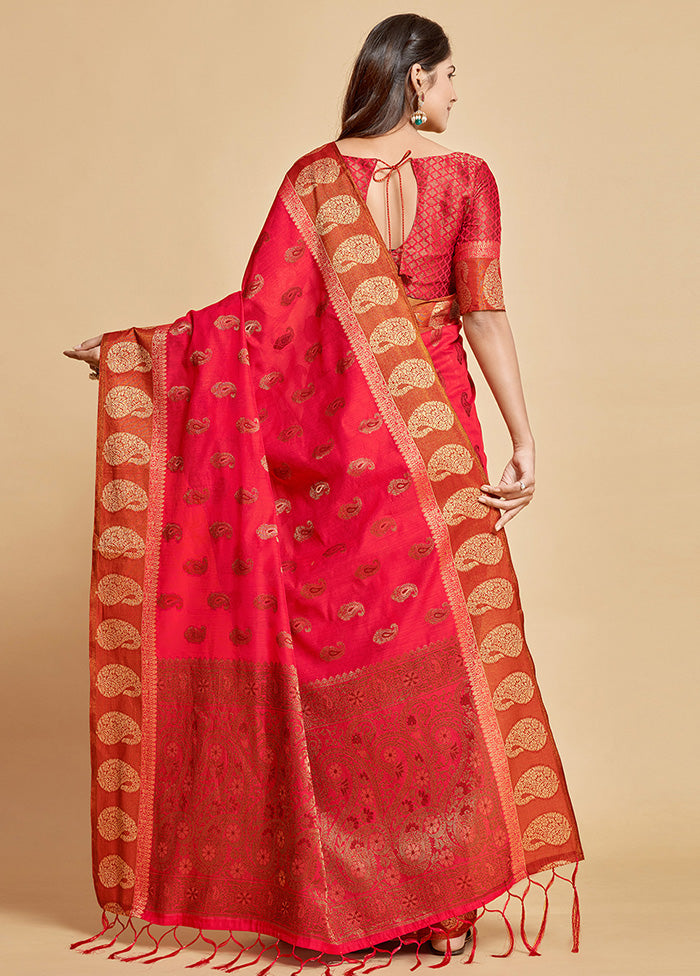 Pink Spun Silk Saree With Blouse Piece - Indian Silk House Agencies