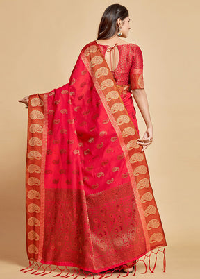 Pink Spun Silk Saree With Blouse Piece - Indian Silk House Agencies