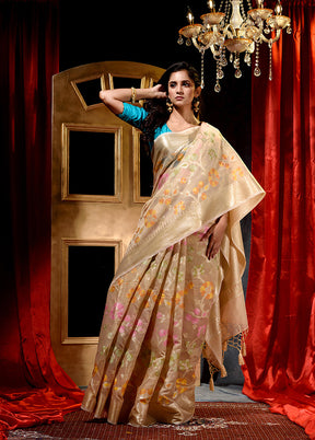 Beige Cotton Saree With Blouse Piece - Indian Silk House Agencies