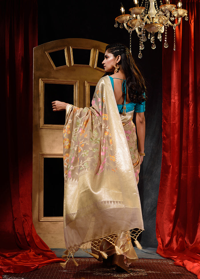 Beige Cotton Saree With Blouse Piece - Indian Silk House Agencies