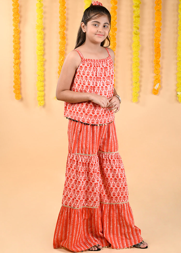 2 Pc Multicolor Cotton Top And Sharara Set - Indian Silk House Agencies