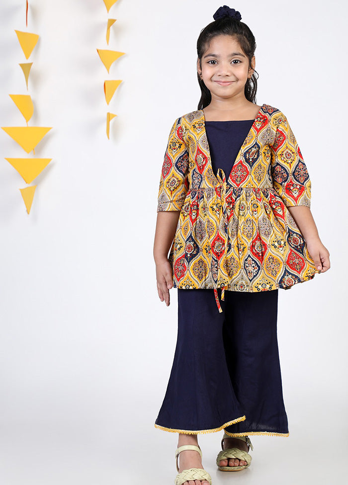 2 Pc Multicolor Cotton Jumpsuit With Jacket - Indian Silk House Agencies