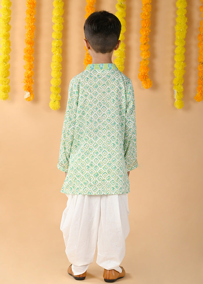 2 Pc Green Cotton Dhoti Kurta Set - Indian Silk House Agencies
