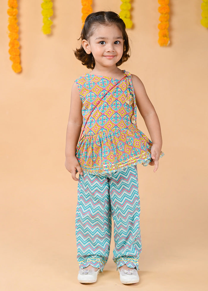 2 Pc Green Cotton Top And Pajama Set - Indian Silk House Agencies