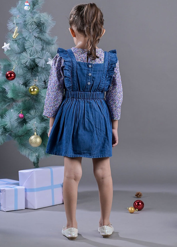 2 Pc Blue Denim Frock With Top - Indian Silk House Agencies