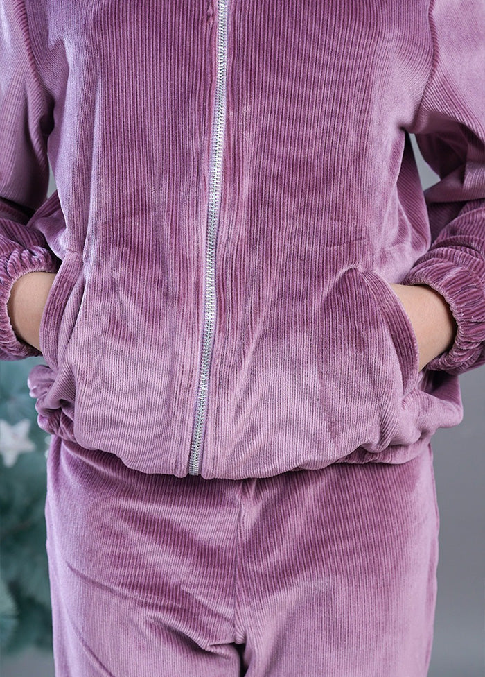 2 Pc Purple Velvet Jacket And Trouser Set - Indian Silk House Agencies