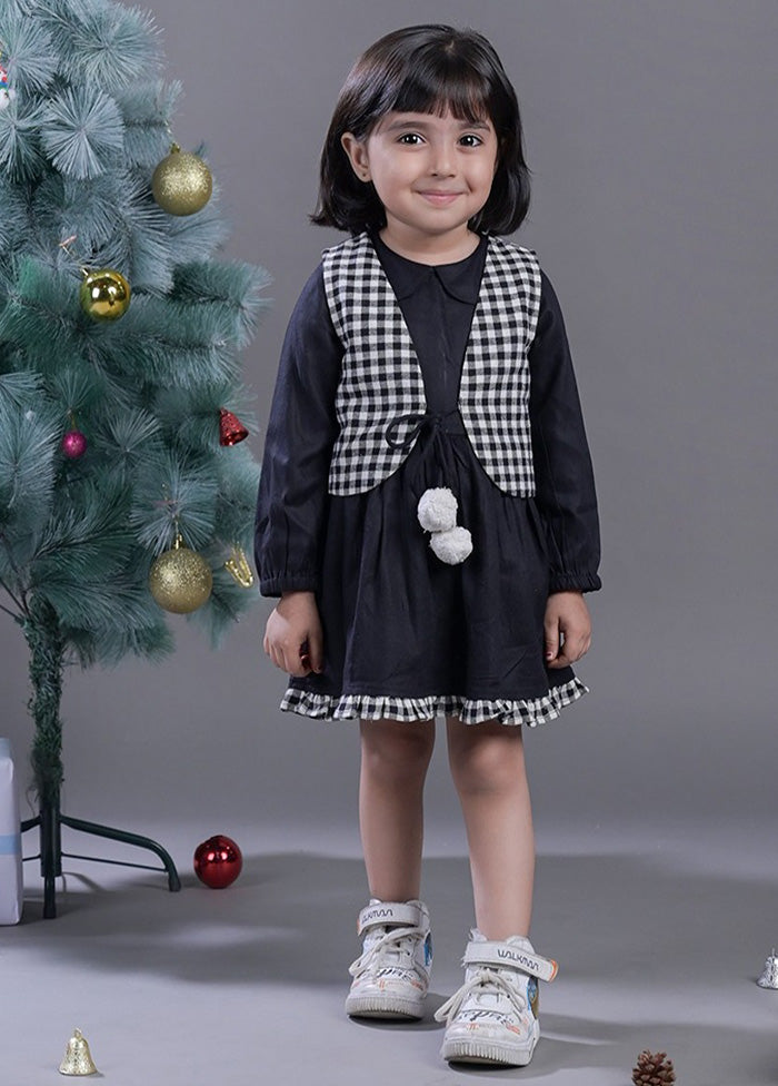 2 Pc Black Denim Frock With Jacket - Indian Silk House Agencies