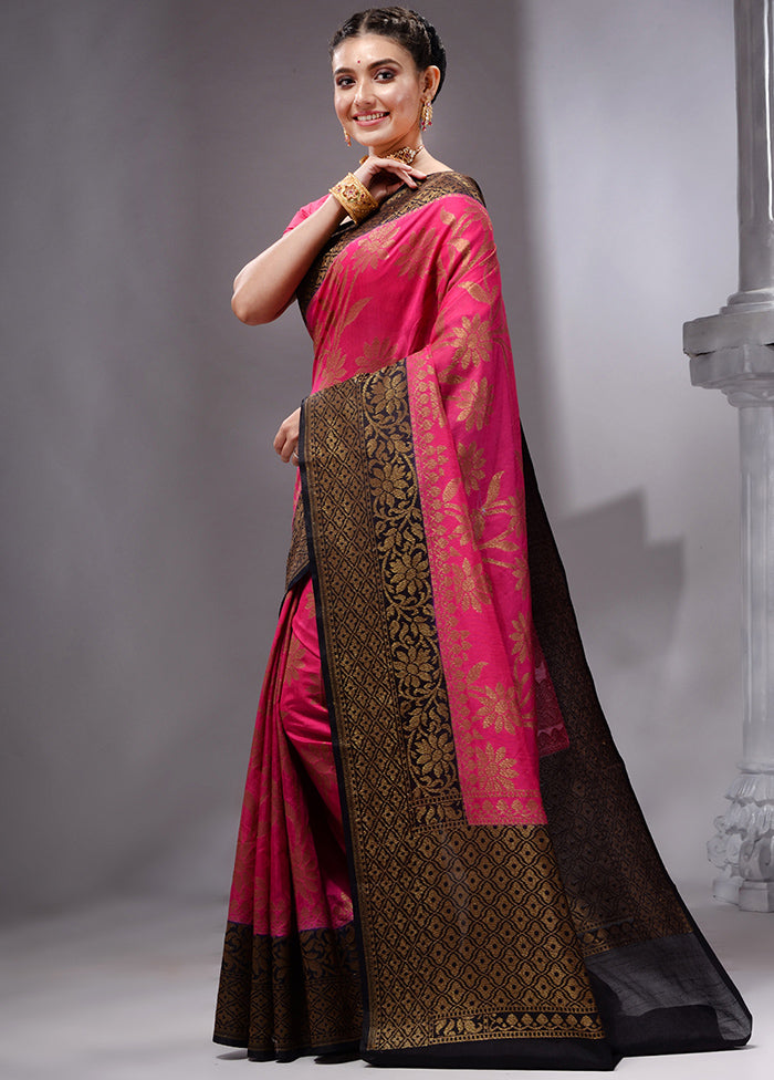 Pink Spun Silk Saree With Blouse Piece - Indian Silk House Agencies