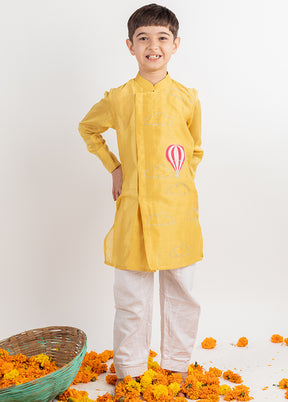 Yellow Silk Kurta Pajama Set For Boys - Indian Silk House Agencies