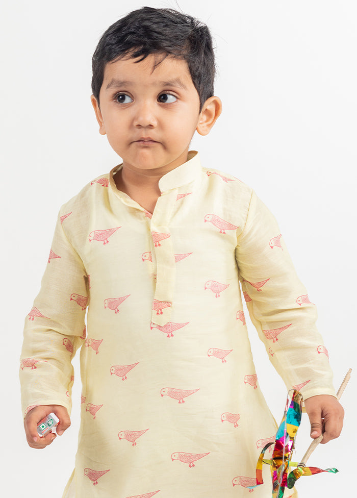 Cream Silk Kurta Pajama Set For Boys - Indian Silk House Agencies