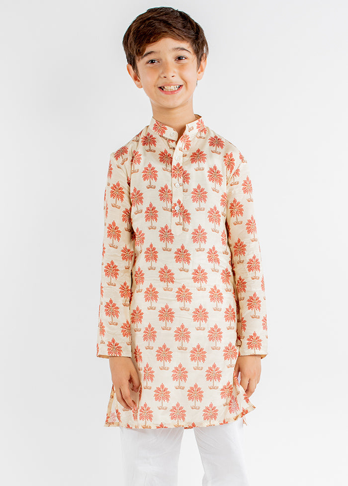 Beige Silk Kurta Pajama Set For Boys - Indian Silk House Agencies