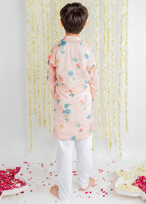 Pink Silk Kurta Pajama Set For Boys - Indian Silk House Agencies