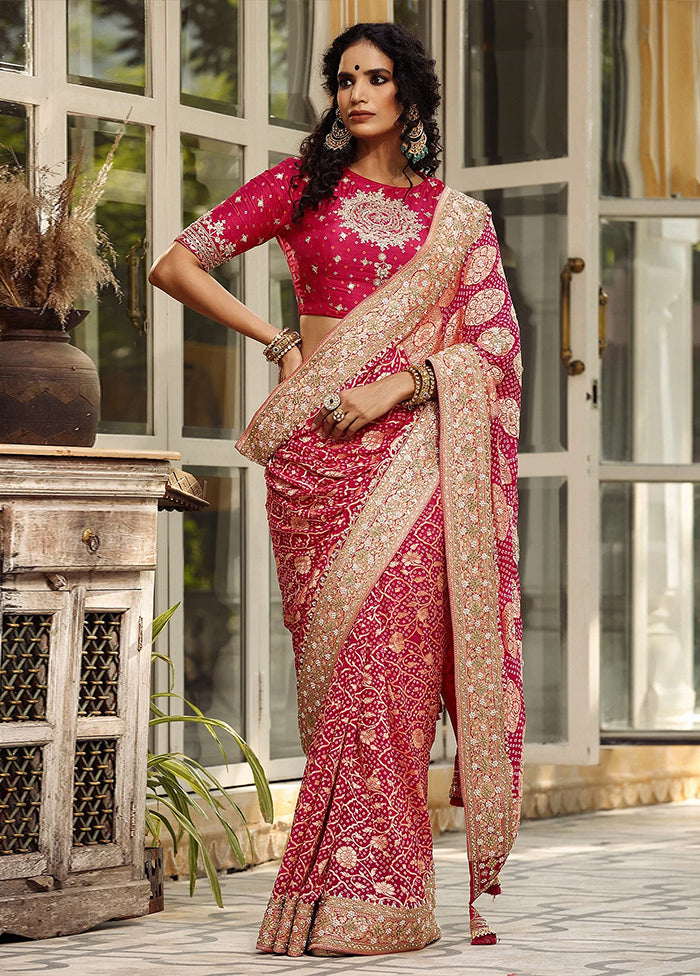 Pink Dupion Silk Saree With Blouse Piece - Indian Silk House Agencies