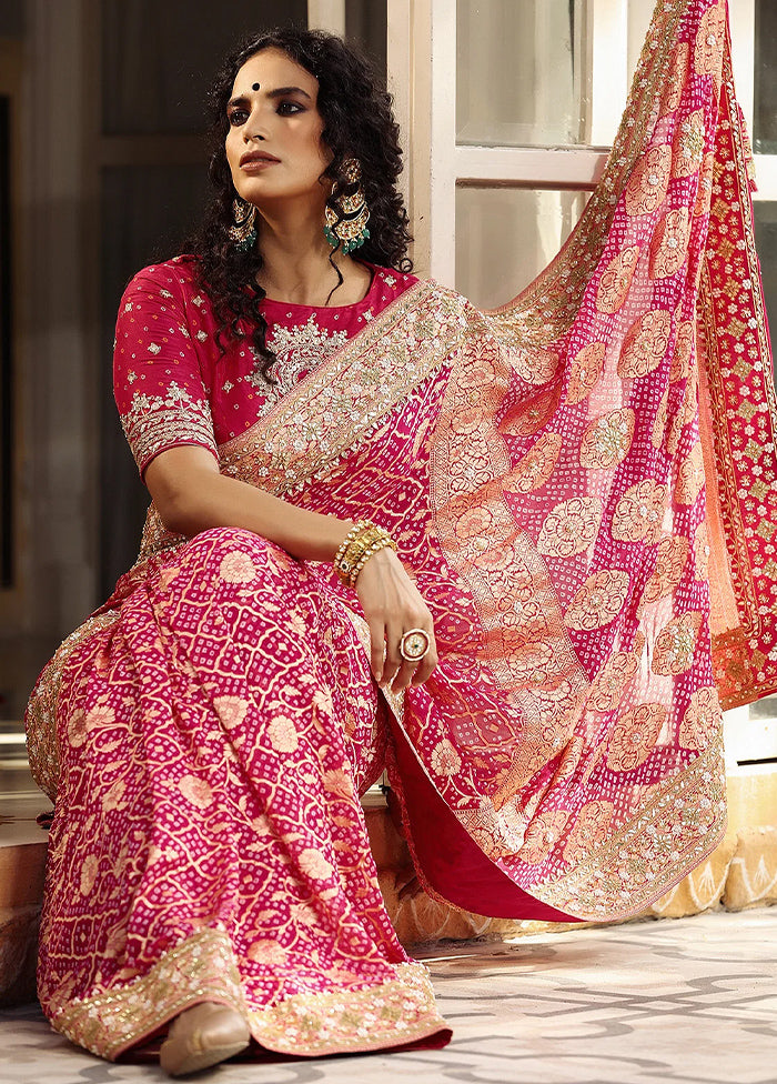 Pink Dupion Silk Saree With Blouse Piece - Indian Silk House Agencies