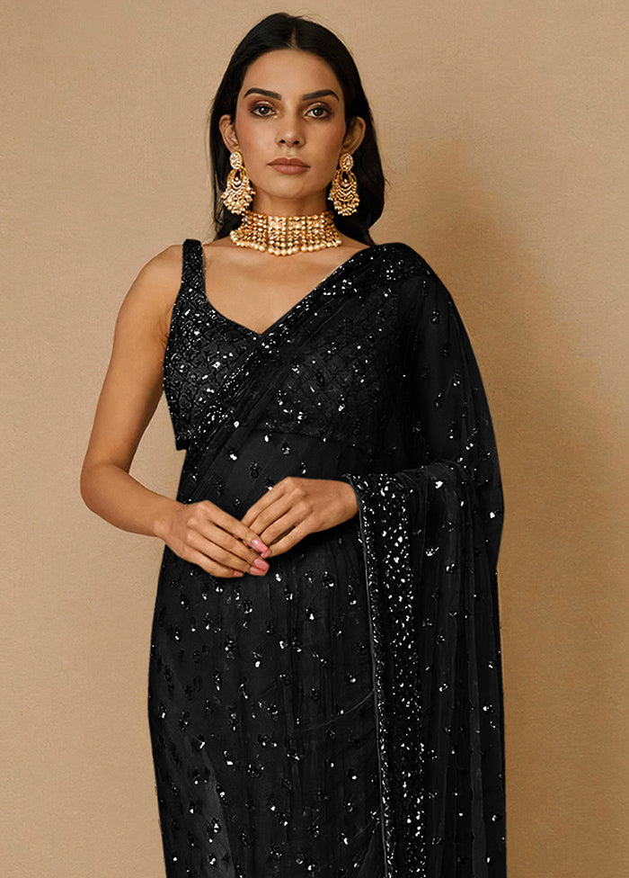 Black Organza Saree With Blouse Piece - Indian Silk House Agencies