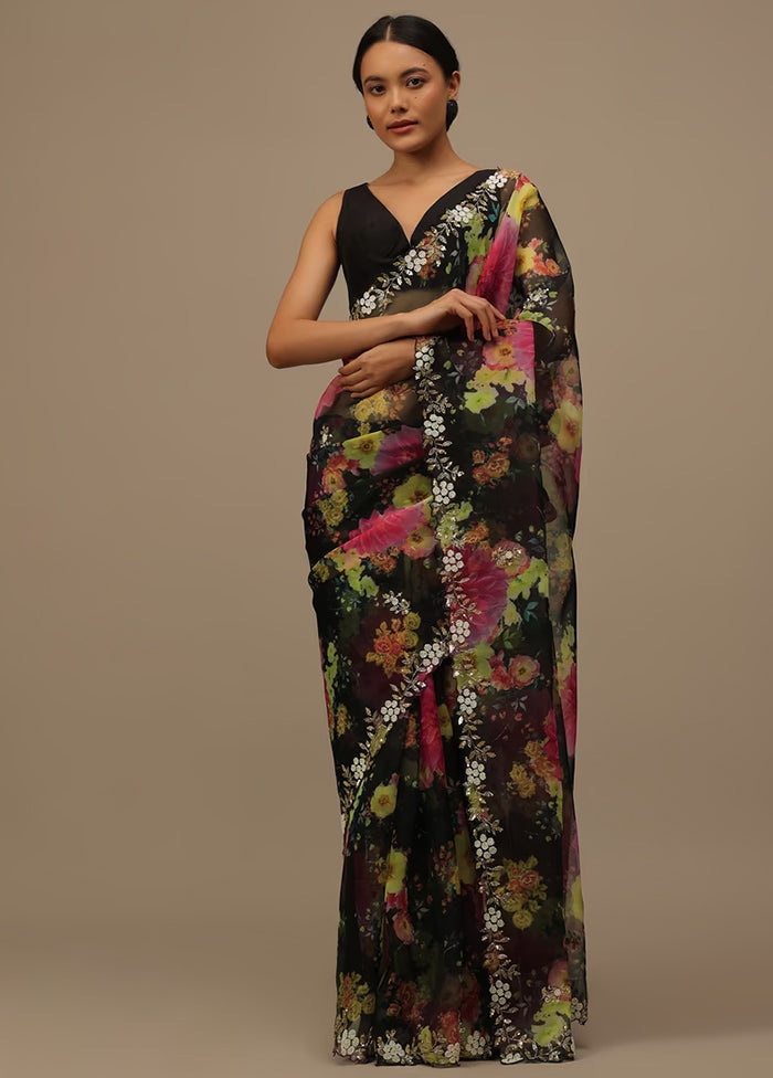 Black Organza Saree With Blouse Piece - Indian Silk House Agencies