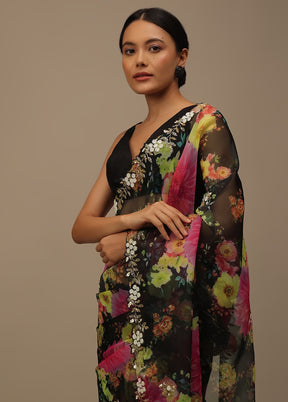 Black Organza Saree With Blouse Piece - Indian Silk House Agencies