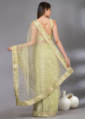 Green Organza Saree With Blouse Piece - Indian Silk House Agencies