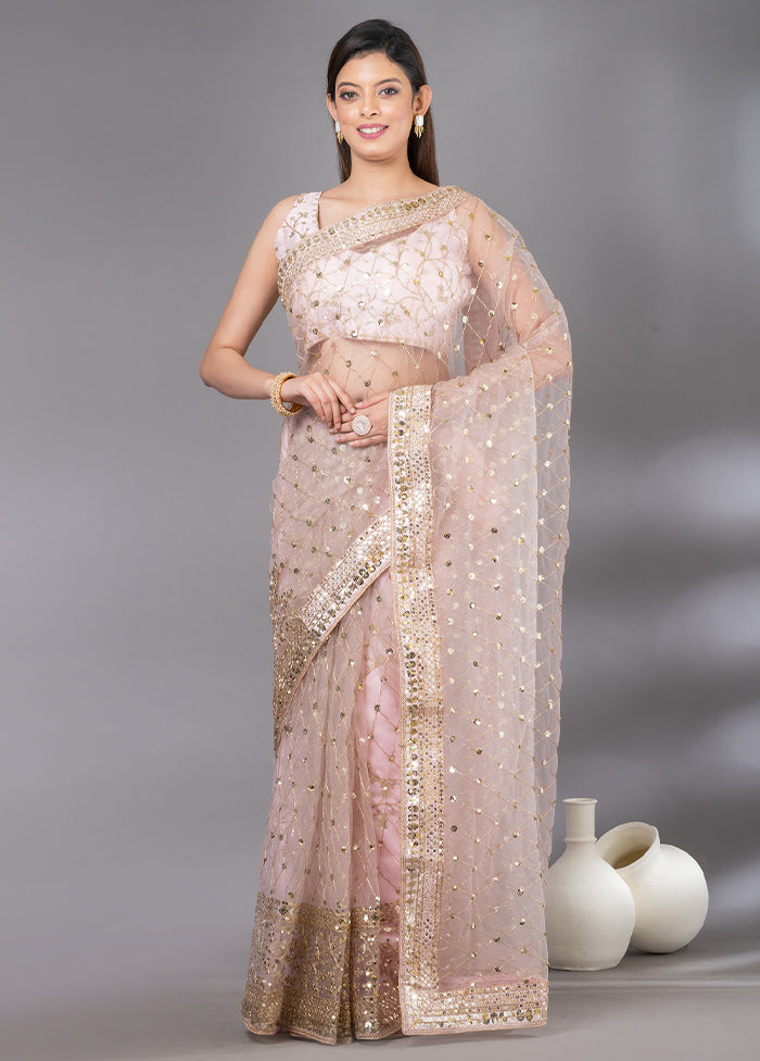 Pink Organza Saree With Blouse Piece - Indian Silk House Agencies