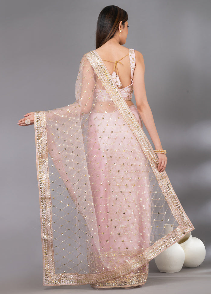 Pink Organza Saree With Blouse Piece - Indian Silk House Agencies