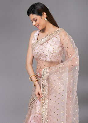 Pink Organza Saree With Blouse Piece - Indian Silk House Agencies