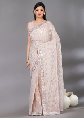 Peach Georgette Saree With Blouse Piece - Indian Silk House Agencies