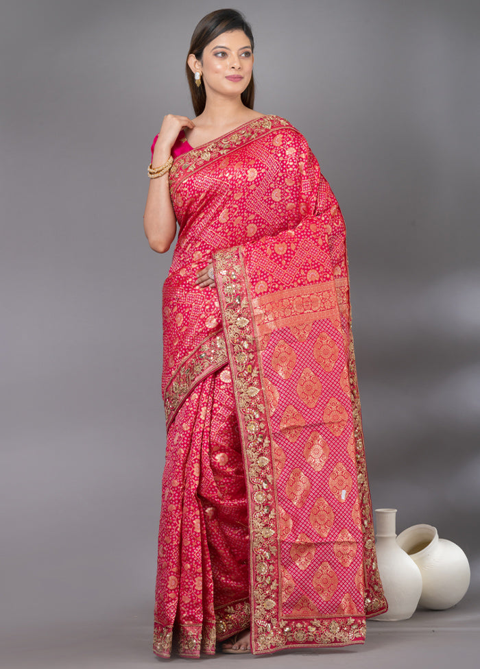 Pink Dupion Silk Saree With Blouse Piece - Indian Silk House Agencies