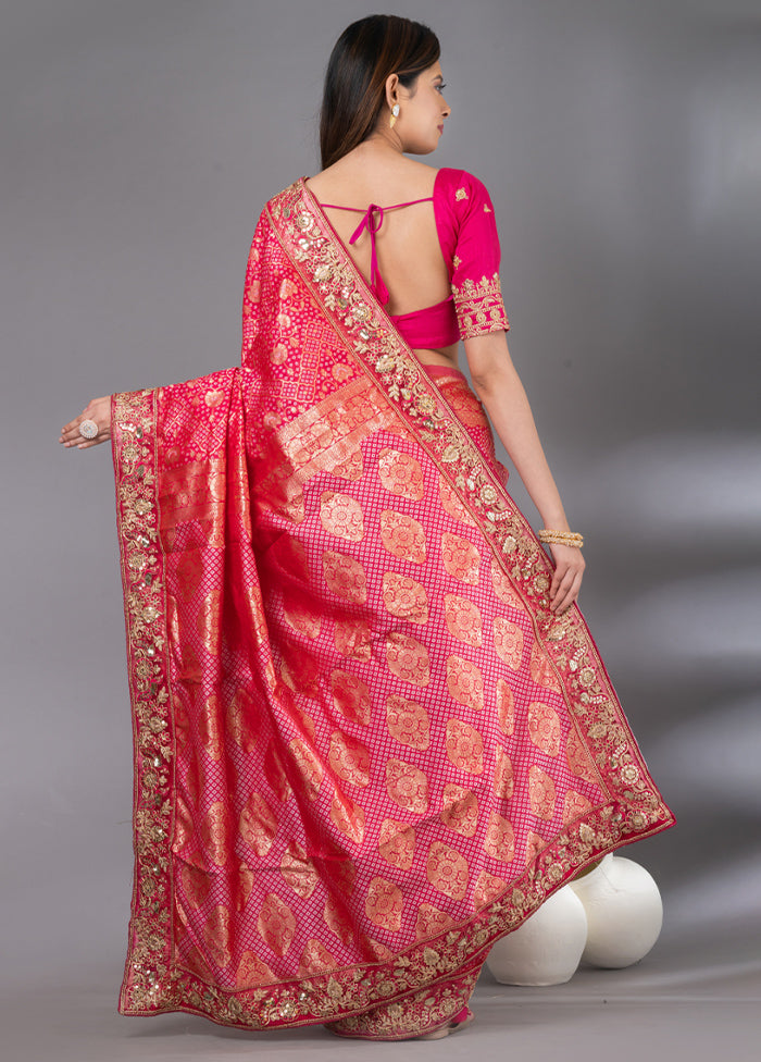 Pink Dupion Silk Saree With Blouse Piece - Indian Silk House Agencies