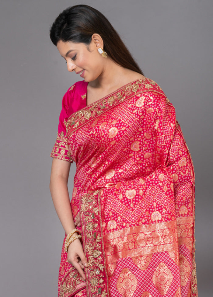 Pink Dupion Silk Saree With Blouse Piece - Indian Silk House Agencies