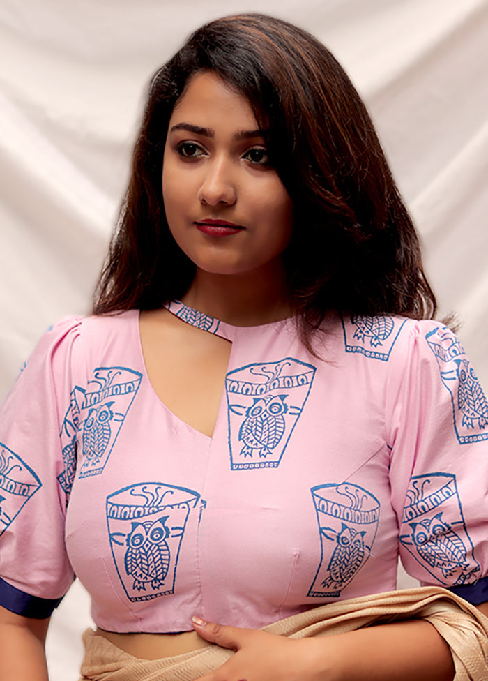 Baby Pink Cotton Silk Designer Blouse - Indian Silk House Agencies