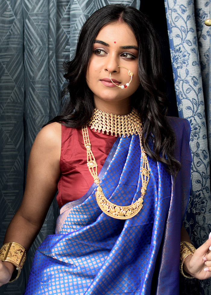 Maroon Pure Silk Designer Blouse - Indian Silk House Agencies