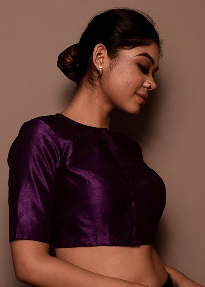 Purple Dupion Silk Designer Blouse - Indian Silk House Agencies