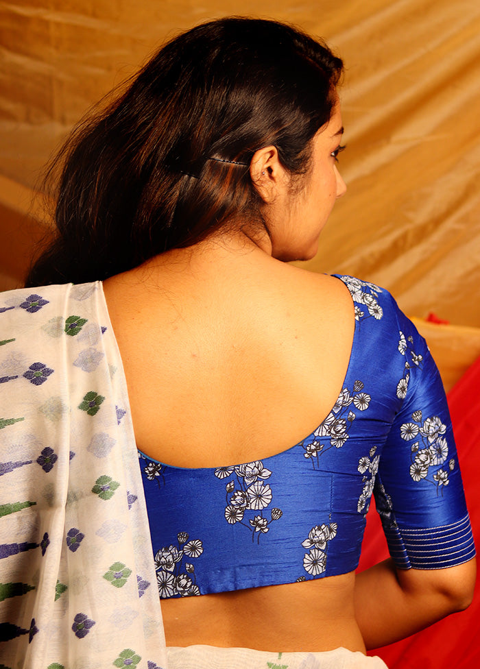 Royal Blue Silk Designer Blouse - Indian Silk House Agencies