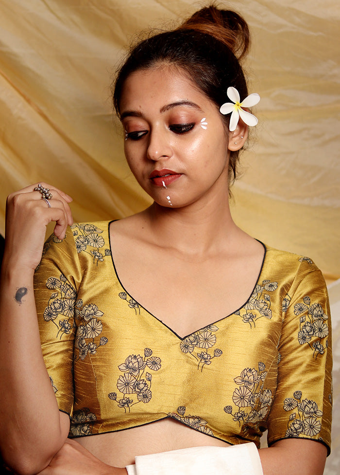 Mustard Yellow Silk Designer Blouse - Indian Silk House Agencies