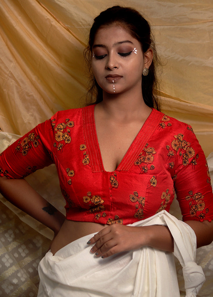 Red Silk Designer Blouse - Indian Silk House Agencies