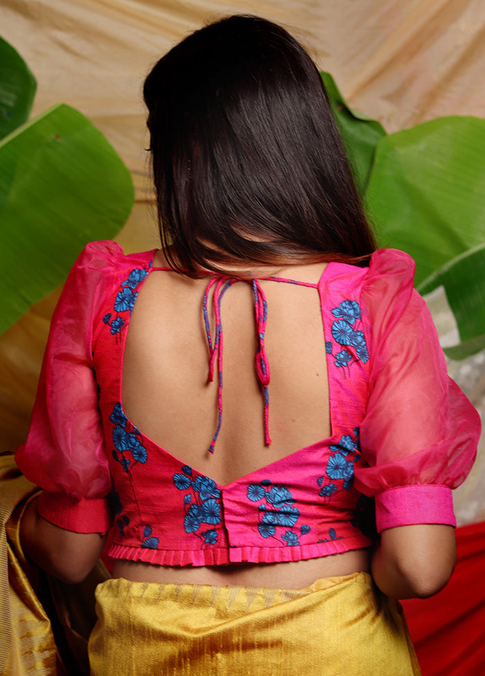 Fuchsia Pink Silk Designer Blouse - Indian Silk House Agencies