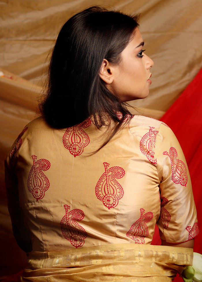Beige Silk Designer Blouse - Indian Silk House Agencies