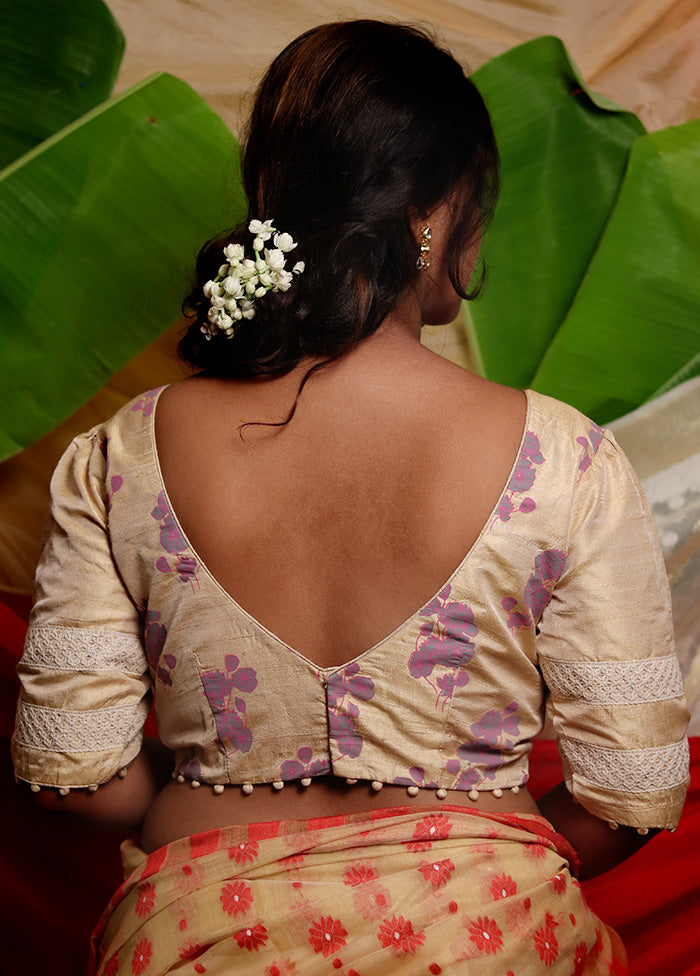 Cream Silk Designer Blouse - Indian Silk House Agencies