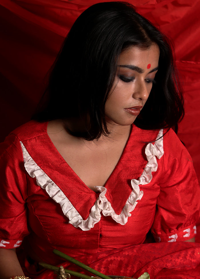 Red Silk Designer Blouse - Indian Silk House Agencies