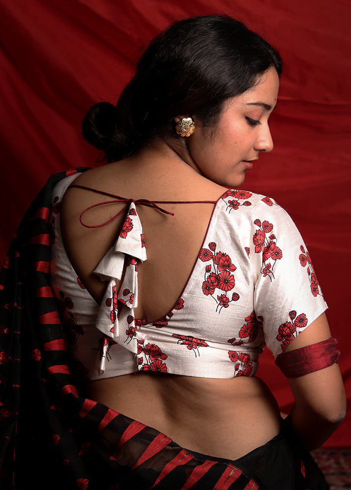 White Silk Designer Blouse - Indian Silk House Agencies