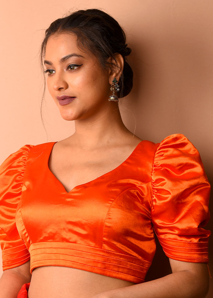 Orange Silk Designer Blouse - Indian Silk House Agencies