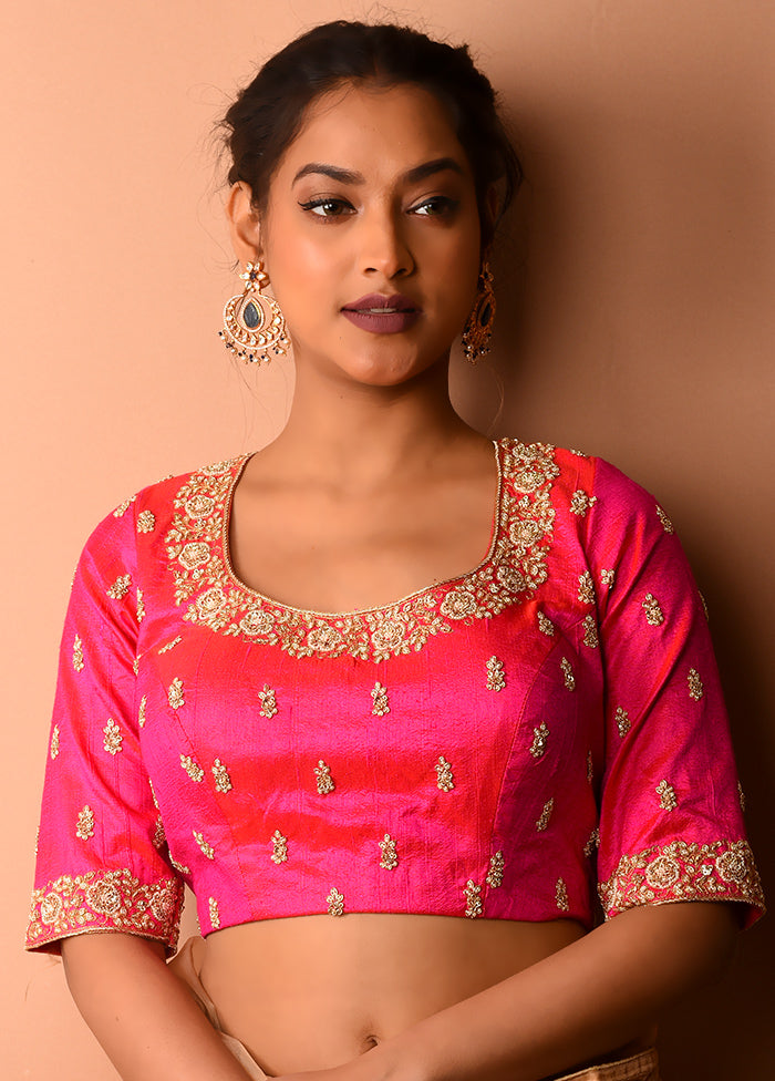Pink Silk Designer Blouse - Indian Silk House Agencies