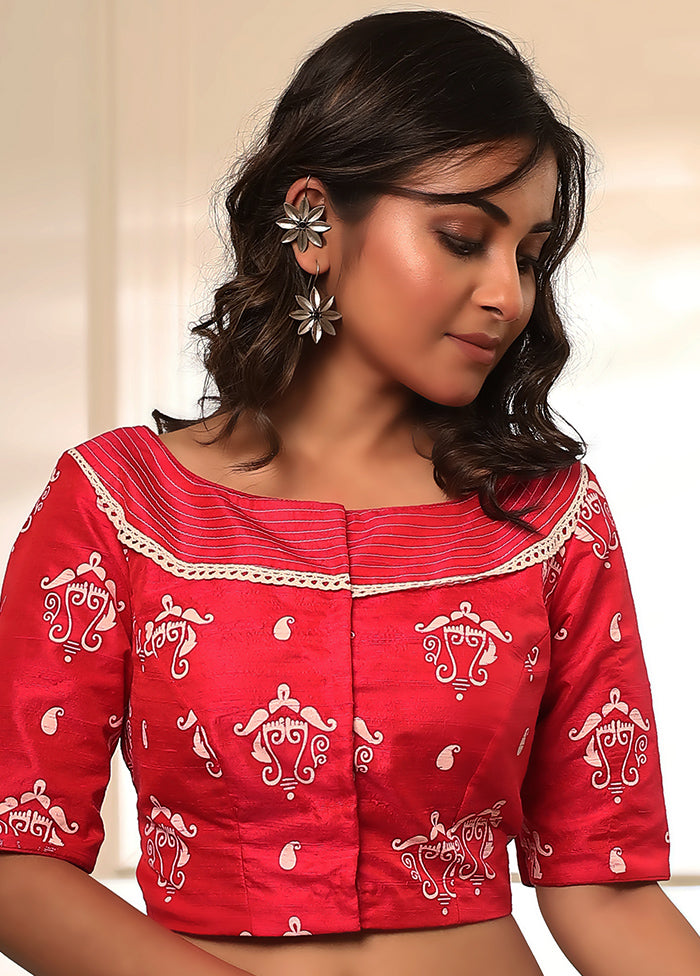 Fuchsia Silk Designer Blouse - Indian Silk House Agencies