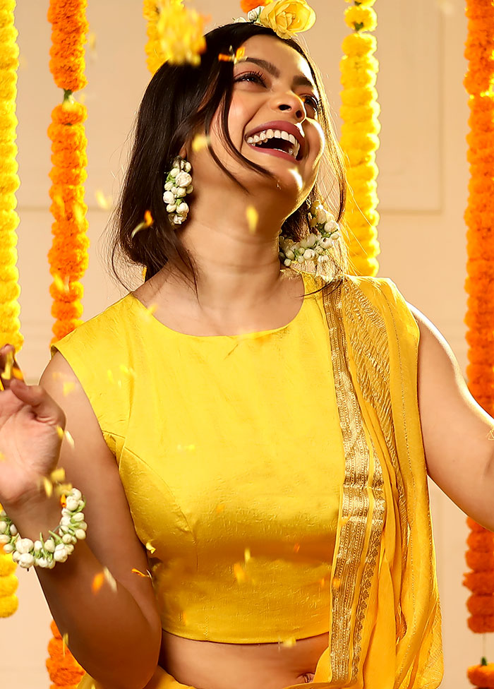 Yellow Solid Rebella Designer Blouse - Indian Silk House Agencies