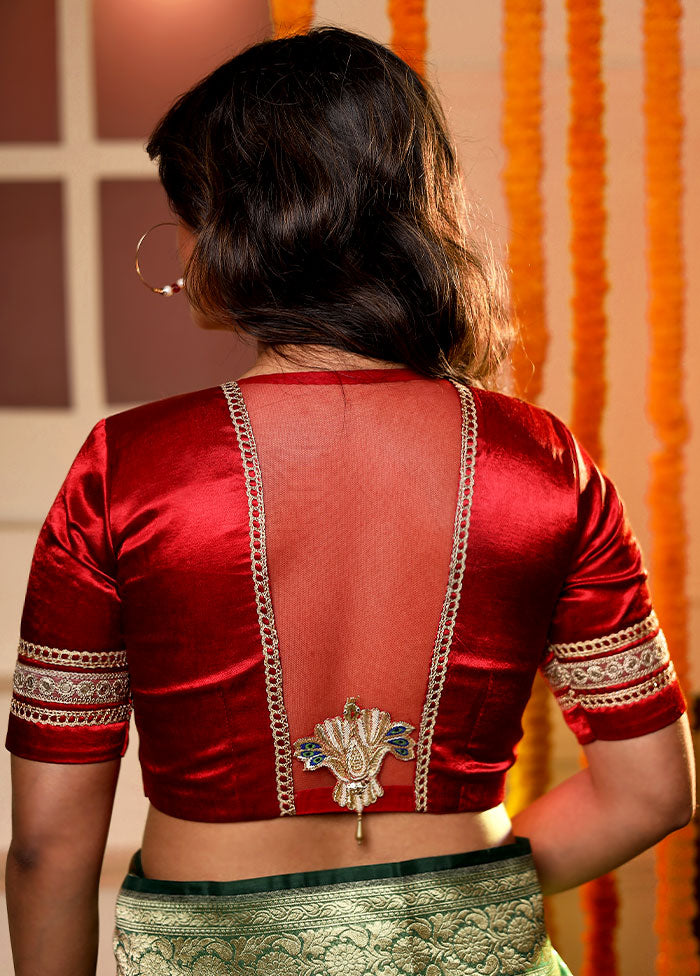 Red Solid Silk Designer Blouse - Indian Silk House Agencies